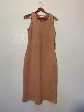NWT Elle Grey Sleeveless Sweatshirt Dress in Dusty Rose with Discoloration
